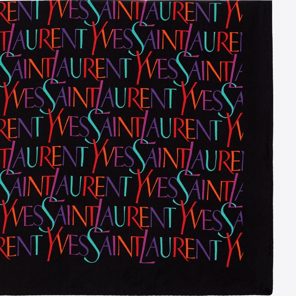 Brand New in the Box! YSL Saint Laurent Logo 100% Organic Silk Scarf SHAWL - Picture 11 of 16